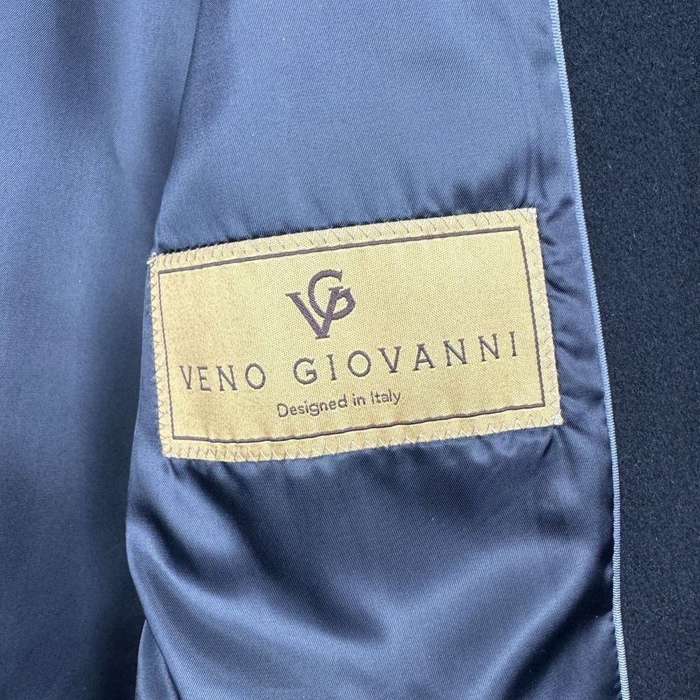 Veno Giovanni Wool Top Coat Black Size 2XL 48 Mens 3/4 Length Overcoat Jacket - Picture 10 of 14